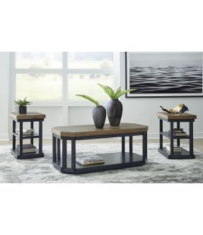 3 Piece Wooden Coffee with Caster & Side Table Set - Miami